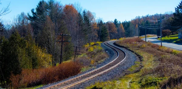 Ścieżka Kolejowa Jesiennym Lesie — Zdjęcie stockowe