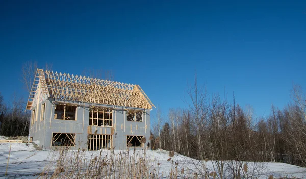 House Construction Winter Scene Blue Sky — Stock Photo, Image