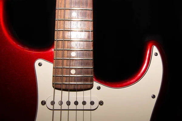 Close Shot Electric Guitar Black Background — Stock Photo, Image