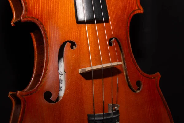 Partial View Violin Instrument Close Shot — Stockfoto