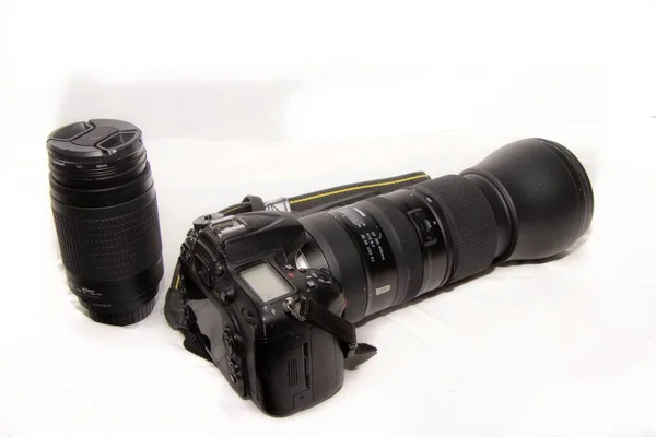 Digital Camera Different Lens White Background — Stockfoto