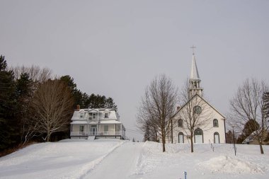 Church in winter village 