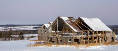 Barn in winter village 