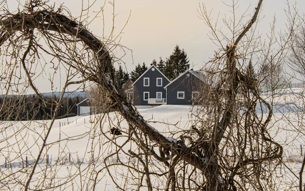 Farm Barn Village Winter — ストック写真