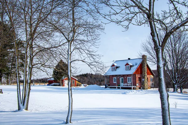 Farm Barn Village Winter — стоковое фото