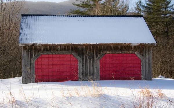 Farm Barn Village Winter — Stock Fotó