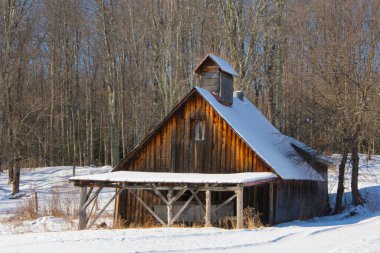 Barn in winter village 