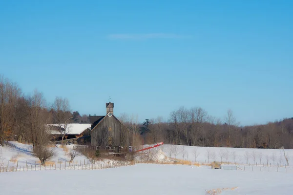 Farm Barn Village Winter — Stockfoto