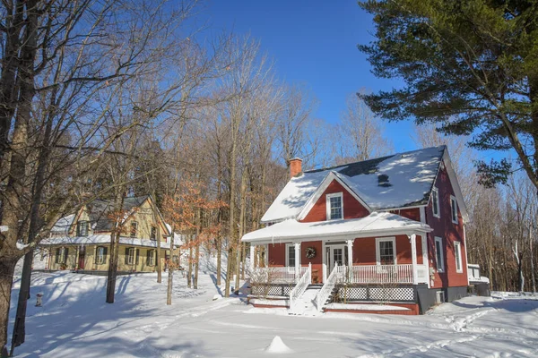 Scène Hivernale Rurale Vue Sur Village Enneigé — Photo