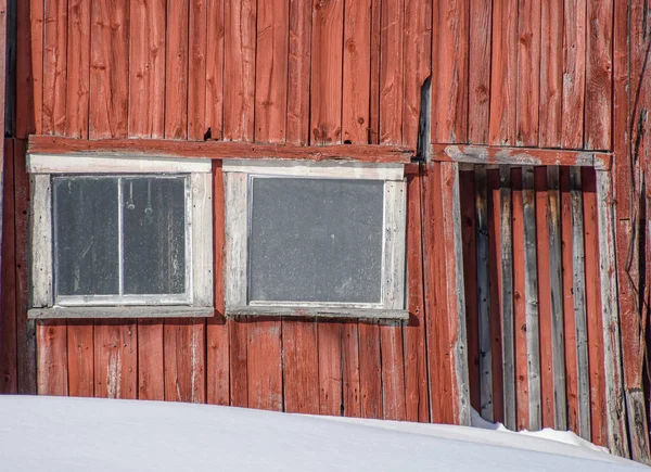 Vidéki Téli Jelenet Havas Falusi Kilátás — Stock Fotó