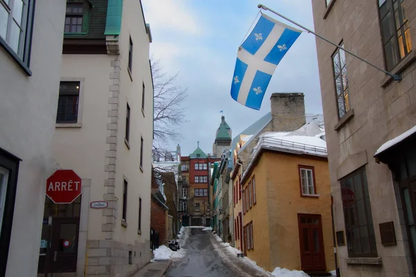 Een Prachtig Uitzicht Oude Stadsstraat Winter — Stockfoto