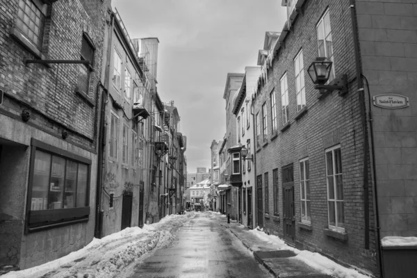 Une Belle Vue Sur Vieille Rue Ville Hiver — Photo