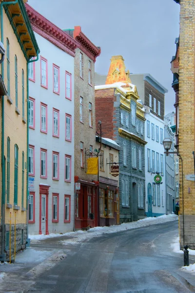 Uma Bela Vista Rua Cidade Velha Tempo Inverno — Fotografia de Stock