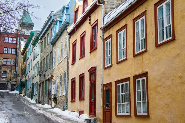 Une Belle Vue Sur Vieille Rue Ville Hiver — Photo