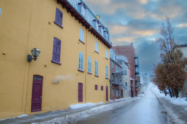 Uma Bela Vista Rua Cidade Velha Tempo Inverno — Fotografia de Stock
