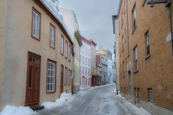 Uma Bela Vista Rua Cidade Velha Tempo Inverno — Fotografia de Stock