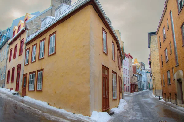 Uma Bela Vista Rua Cidade Velha Tempo Inverno — Fotografia de Stock