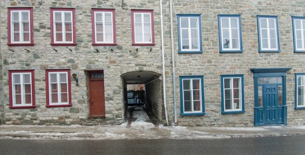 Uma Bela Vista Rua Cidade Velha Tempo Inverno — Fotografia de Stock