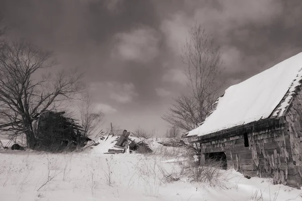 Старий Сарай Зимовій Сільській Місцевості Квебеку Канада — стокове фото