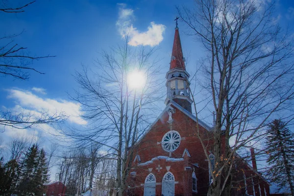 Pěkný Kostel Kanadské Venkově Provincii Quebec — Stock fotografie