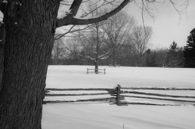 Soğuk Quebec kışında Güzel Kış Manzarası