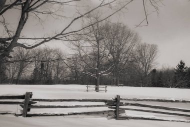 Soğuk Quebec kışında Güzel Kış Manzarası
