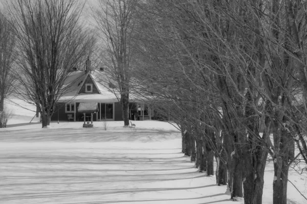 Casa Típica Canadense Inverno Frio Quebec — Fotografia de Stock