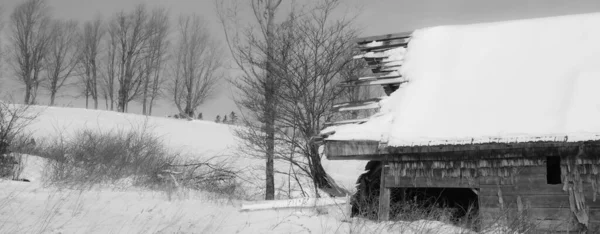 Régi Pajta Téli Táj Quebec Kanada — Stock Fotó