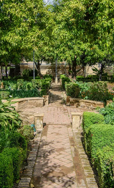 View Beautiful Gardens Alcazar Los Reyes Cristianos Cordoba Andalusia Spain — Stock Photo, Image