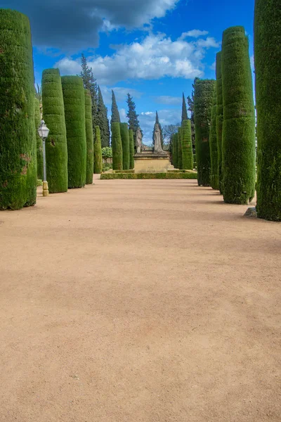 스페인 루시아 코르도바 카사르 레예스 크리스티아 노스의 아름다운 정원들 — 스톡 사진