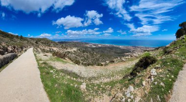 View of Malaga from the mountain near Benalmadena, Andalusia, Spain