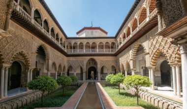 Details of the architecture of the Alcazar of Seville, Andalusia, Spain