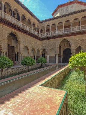 Details of the architecture of the Alcazar of Seville, Andalusia, Spain