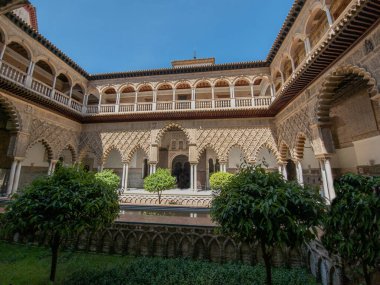 Sevilla, Endülüs, İspanya Alcazar mimarisinin ayrıntıları