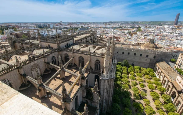 Details of the architecture of the magnificent cathedral in Seville, Andalusia, Spain