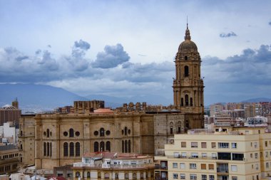 Malaga, Endülüs, İspanya 'daki güzel katedralin mimari manzarası