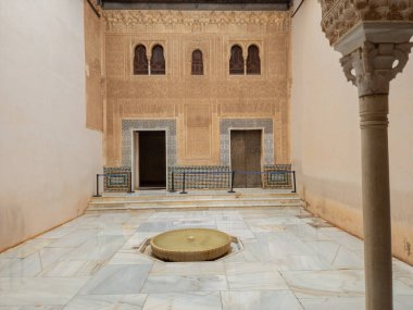Architectural details of the Alhambra palace in Grenade, Andalusia, Spain 