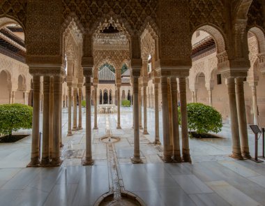 Architectural details of the Alhambra palace in Grenade, Andalusia, Spain 