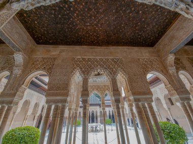 Architectural details of the Alhambra palace in Grenade, Andalusia, Spain 