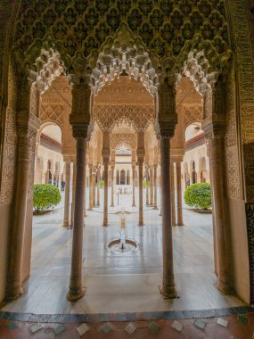 Architectural details of the Alhambra palace in Grenade, Andalusia, Spain 