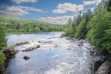 Waterfalls on a beautiful wild river in Quebec, Canada