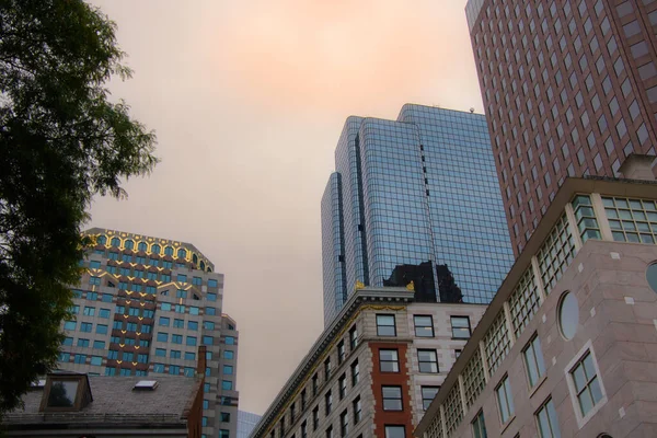 Detalhes Arquitetura Cidade Durante Dia Sombrio Boston Eua — Fotografia de Stock