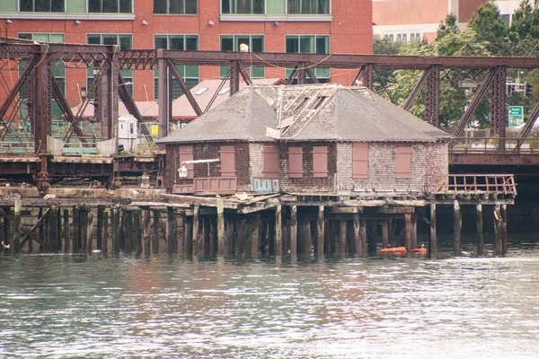 Skeleli Şehir Manzarası Boston Limanı Abd — Stok fotoğraf