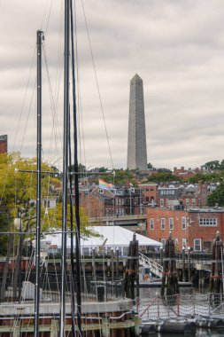 Boston liman manzarası dramatik gökyüzü arkaplanı, New York.
