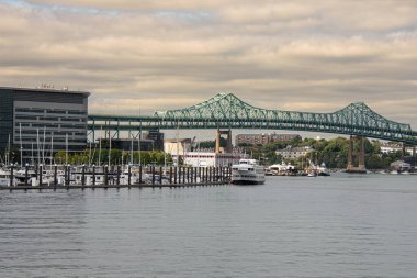 Boston liman manzarası dramatik gökyüzü arkaplanı, New York.