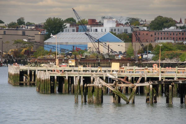 Boston Kikötői Kilátás Drámai Égbolt Háttér New York — Stock Fotó