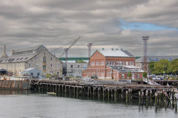 Vista Del Puerto Boston Con Dramático Fondo Cielo Nueva York —  Fotos de Stock