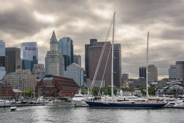 Boston Port View Dramatic Sky Background New York — стокове фото