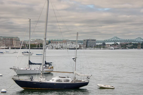 Vista Del Puerto Boston Con Transporte Acuático Estados Unidos —  Fotos de Stock