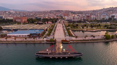 Ilkadim, Samsun, Turkey, June 2022: Samsun inspection aerial view on the coastline on drone, this coastline known as in Turkish 
